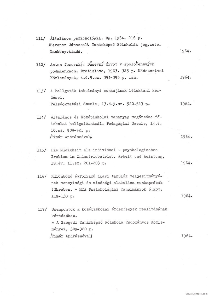 Dr. Geréb György munkáinak jegyzéke